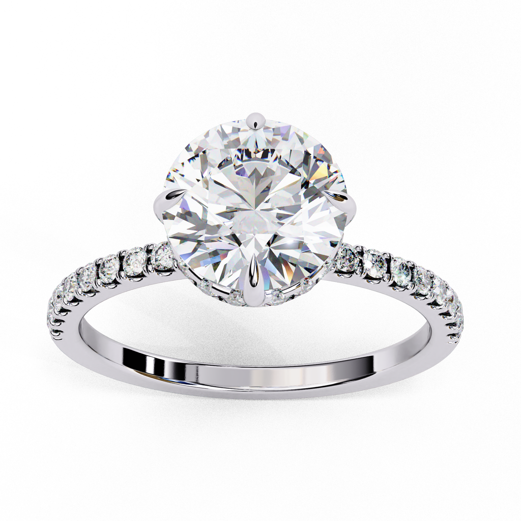 2.40 CTS Round Centre with Round Accents Ring