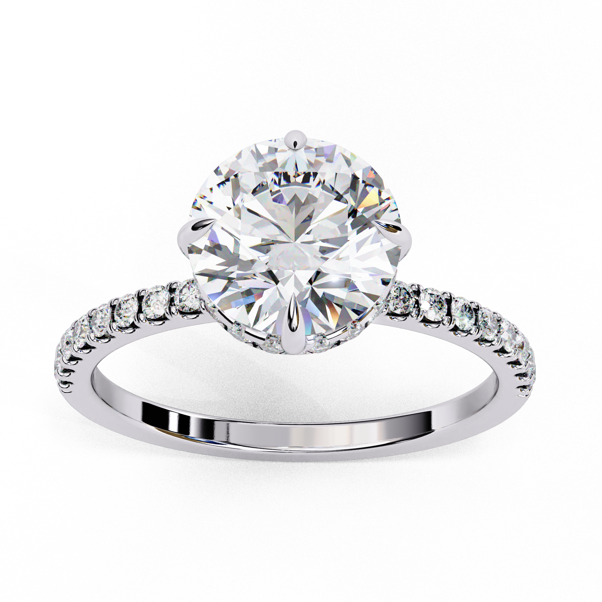 2.40 CTS Round Centre with Round Accents Ring 3