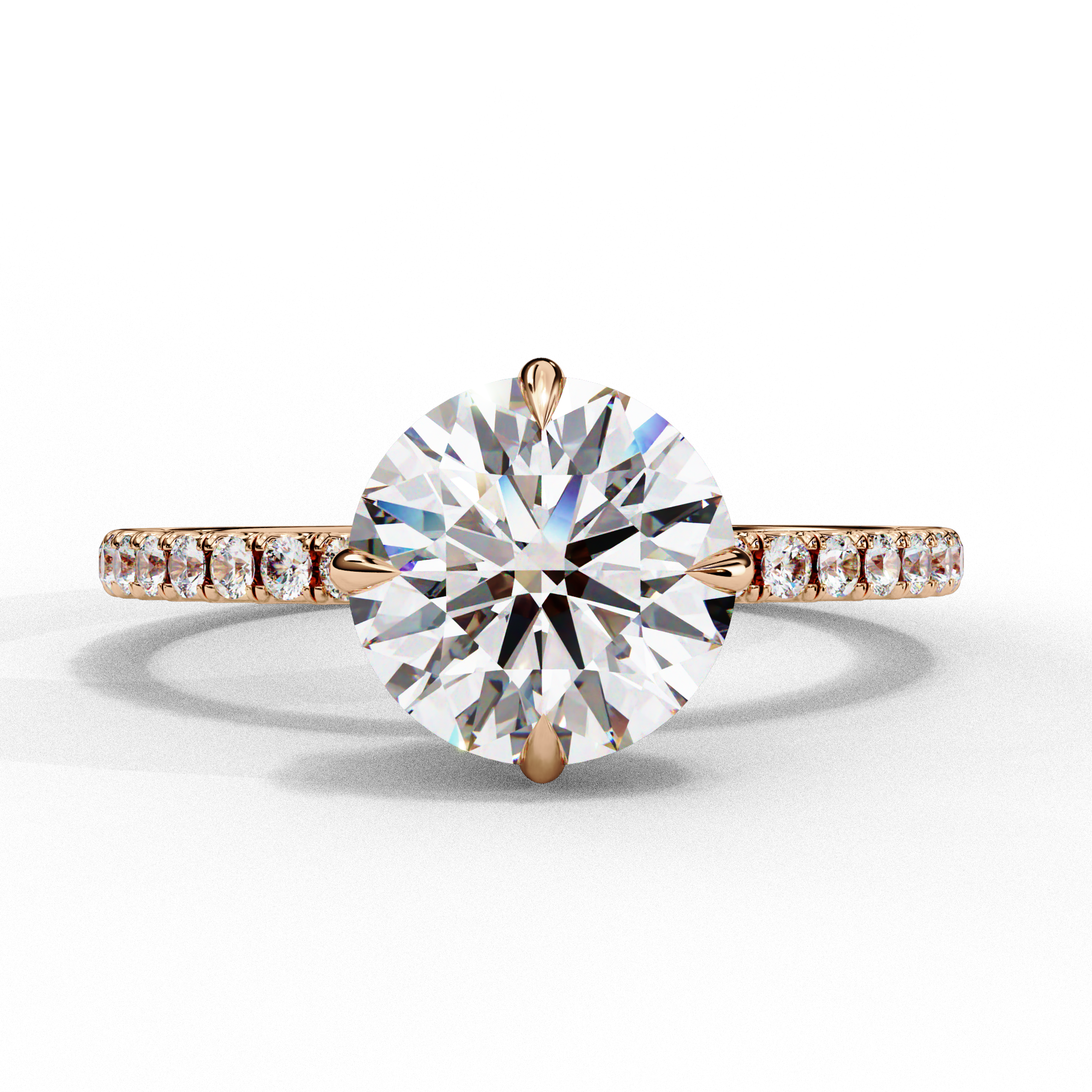 2.40 CTS Round Centre with Round Accents Ring