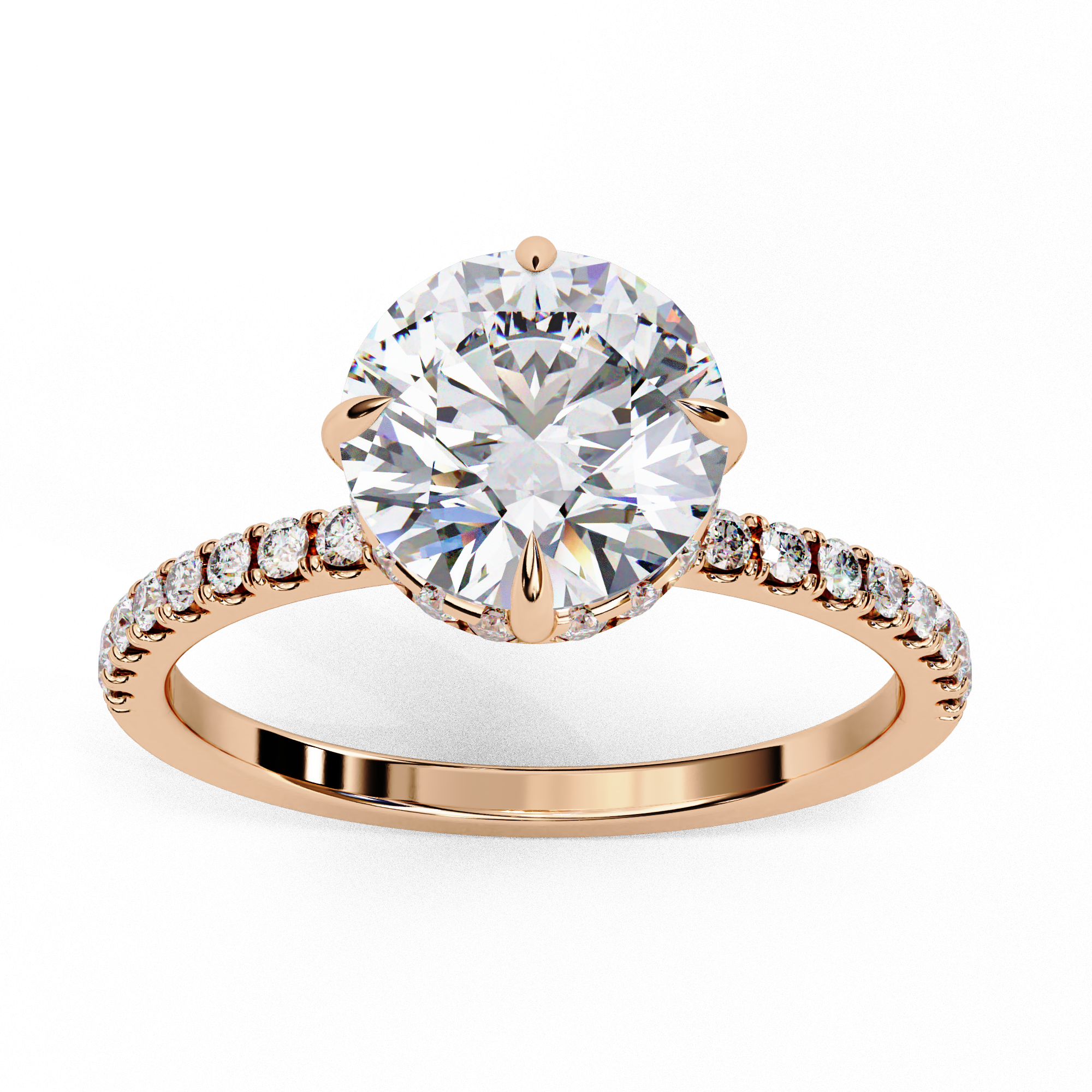 2.40 CTS Round Centre with Round Accents Ring